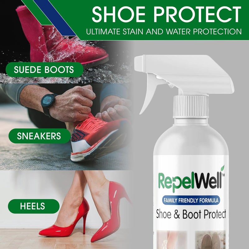 RepelWell Shoe & Boot Stain & Water Repellent (12oz) Eco-Friendly, Pet-Safe Spray Keeps Fabric, Leather & Suede Clean & Dry - Image 3